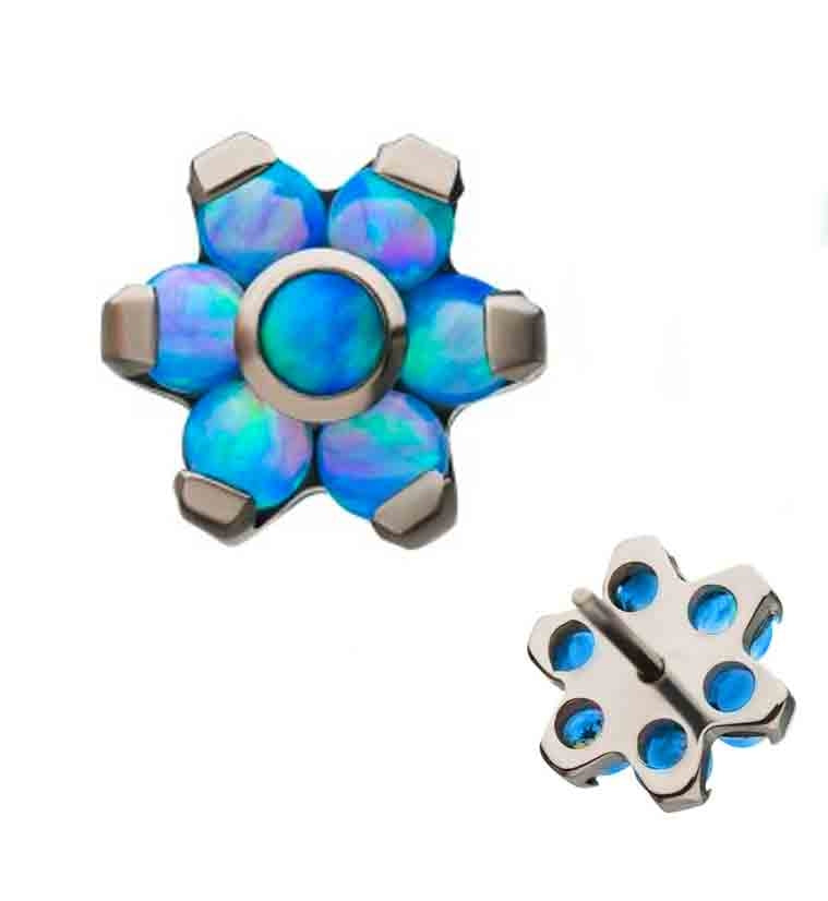 Blue Opalite Flower Titanium Threadless Top