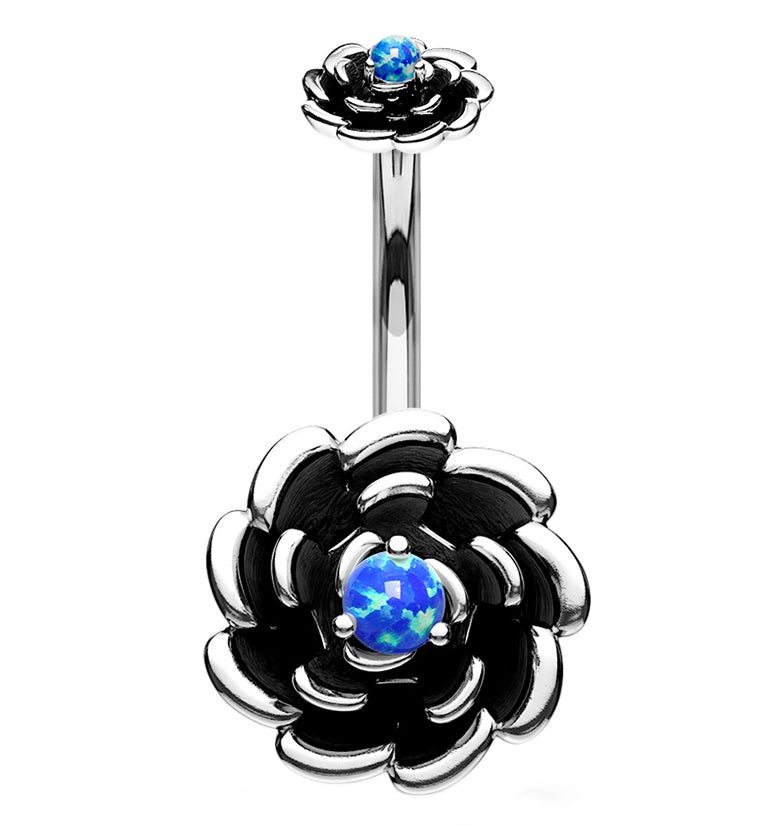 Blue Opalite Rosebud Belly Ring