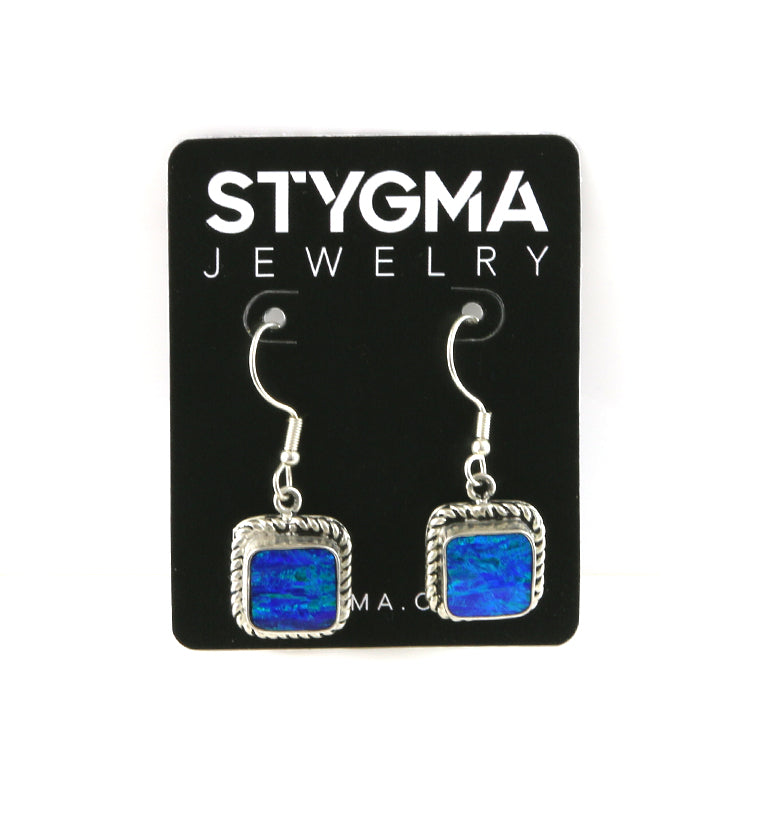 Blue Opal Braided Crate Earrings