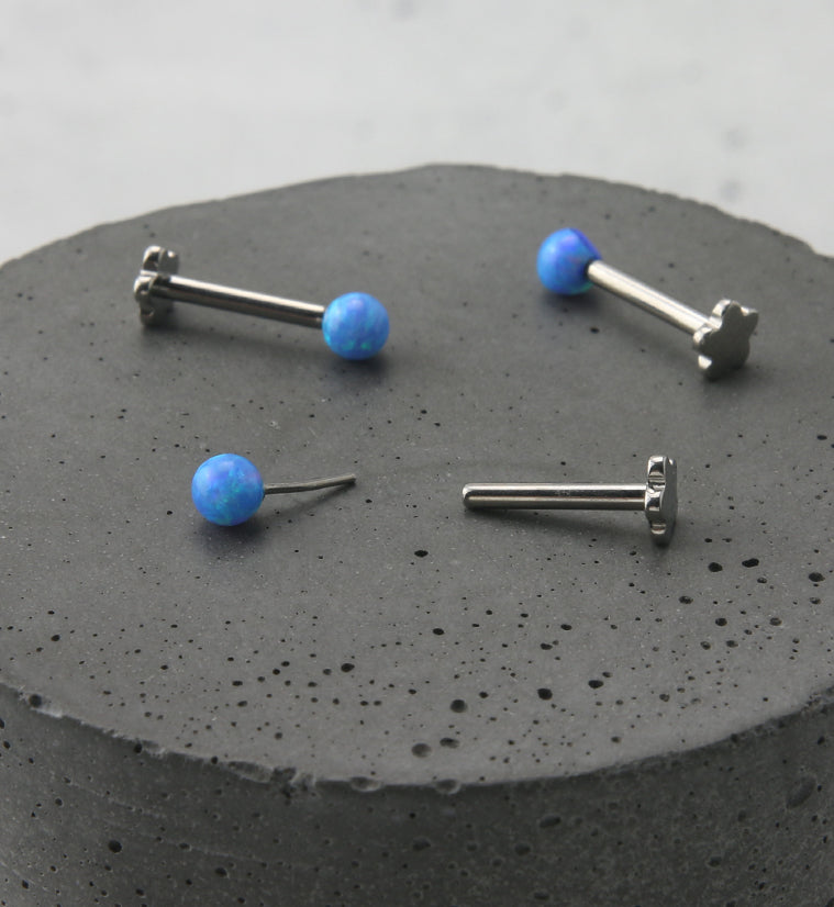 Blue Opalite Ball Titanium Threadless Labret