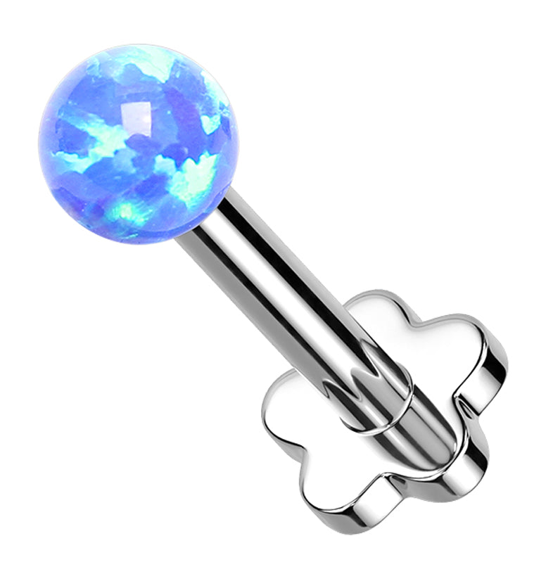 Blue Opalite Ball Titanium Threadless Labret