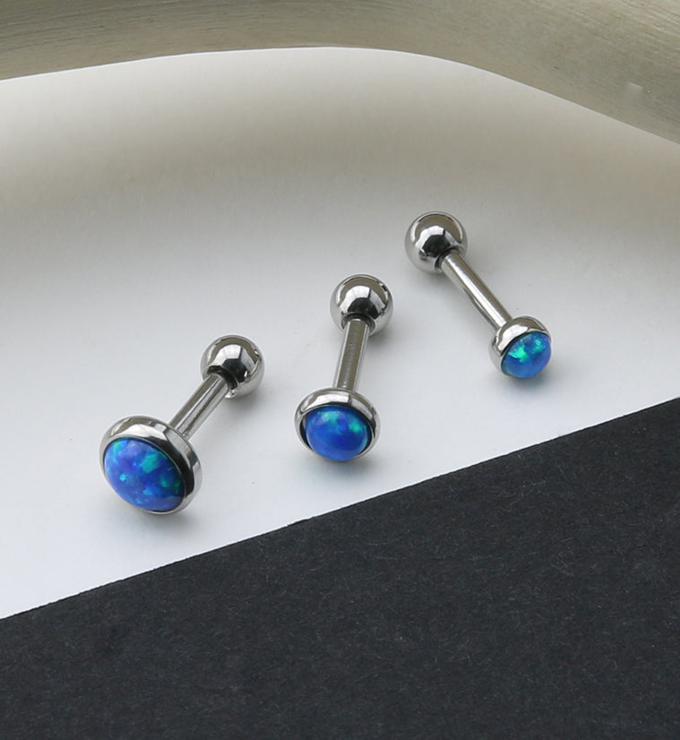 16G Blue Opal Top Cartilage Barbell