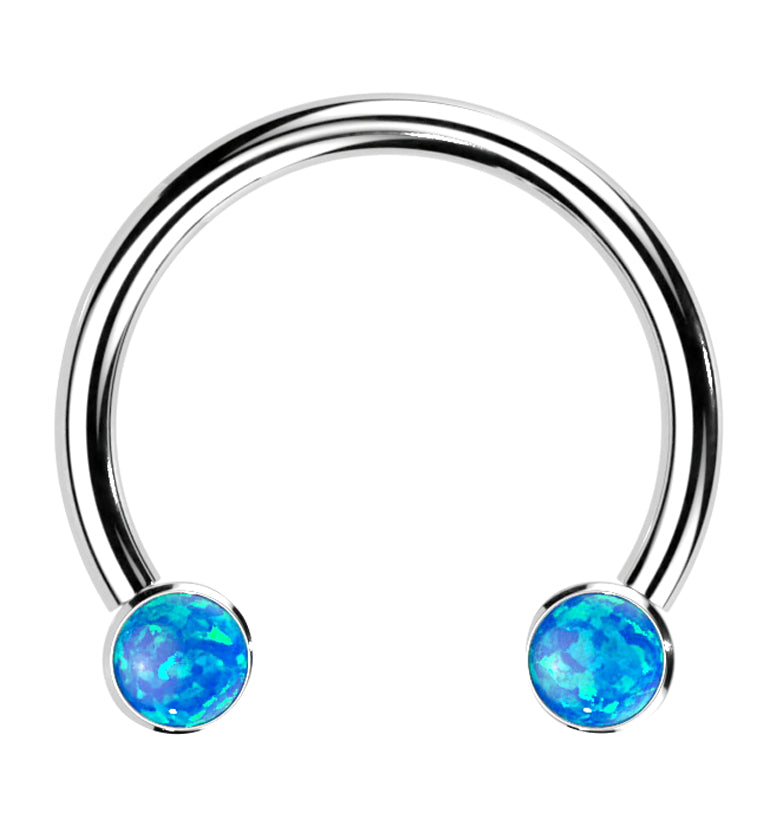 Blue Opalite Threadless Titanium Circular Barbell