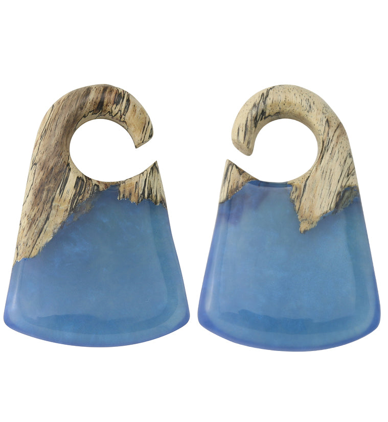 Dark Blue Resin Locket Tamarind Wood Ear Weights