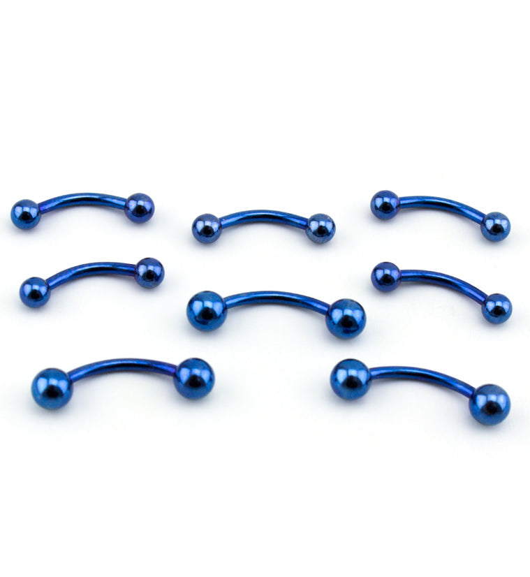 Blue PVD Plated Curved Barbell