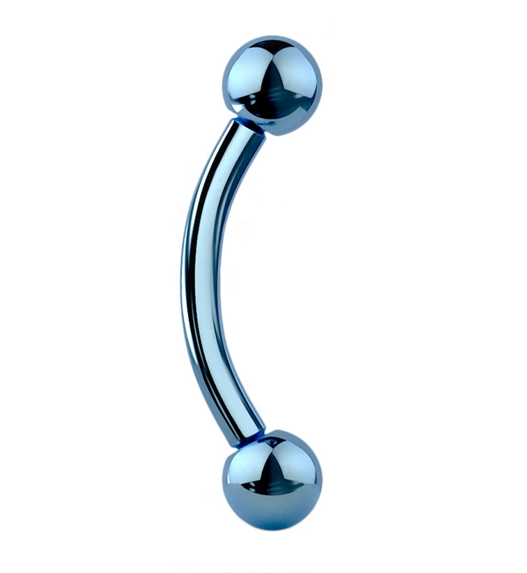 Blue PVD Titanium Curved Barbell