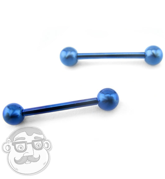 Blue Titanium Barbell Nipple Ring