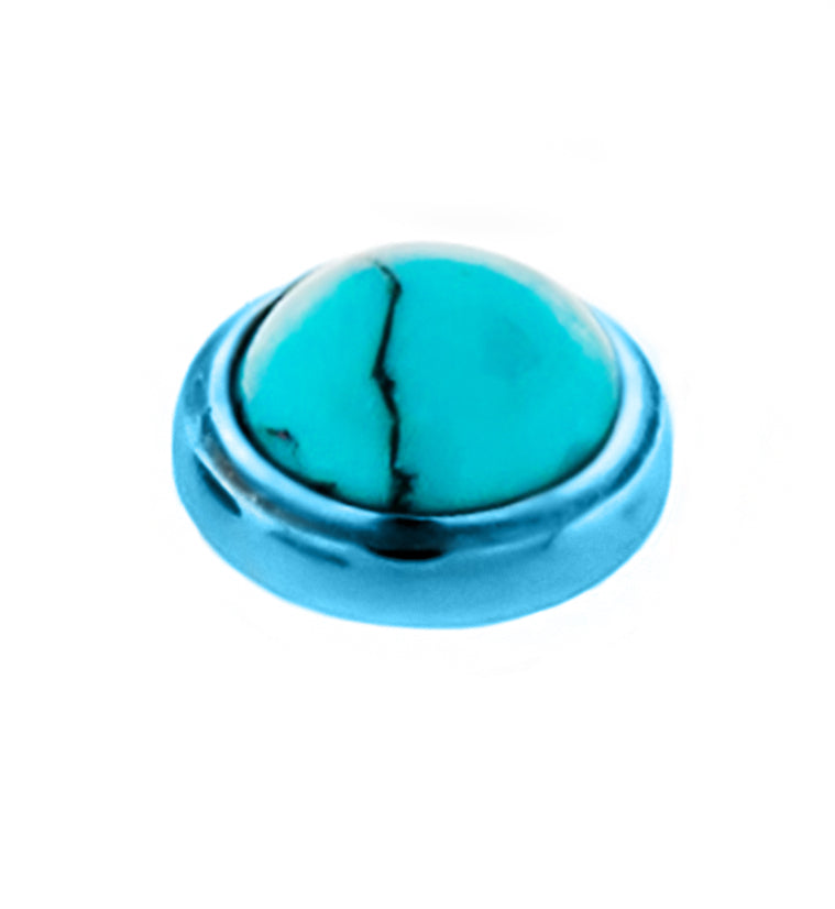 Anodized Blue PVD Turquoise Howlite Stone Titanium Bezel End