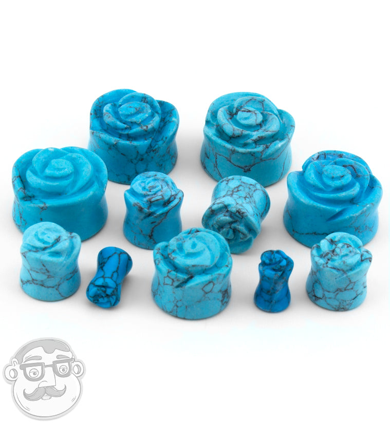 Howlite Turquoise Stone Rosebud Plugs