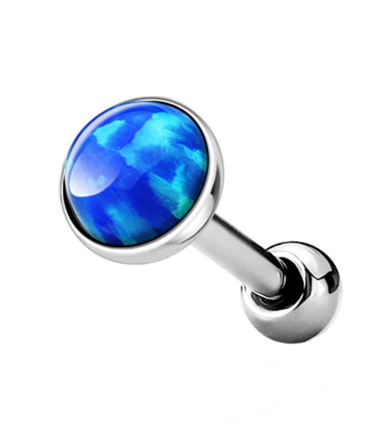 16G Blue Opal Top Tragus / Cartilage Barbell