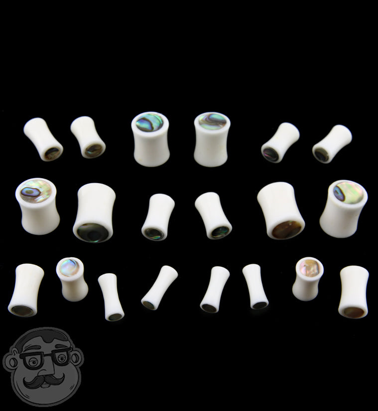 Bone Plugs with Abalone Shell Inlay