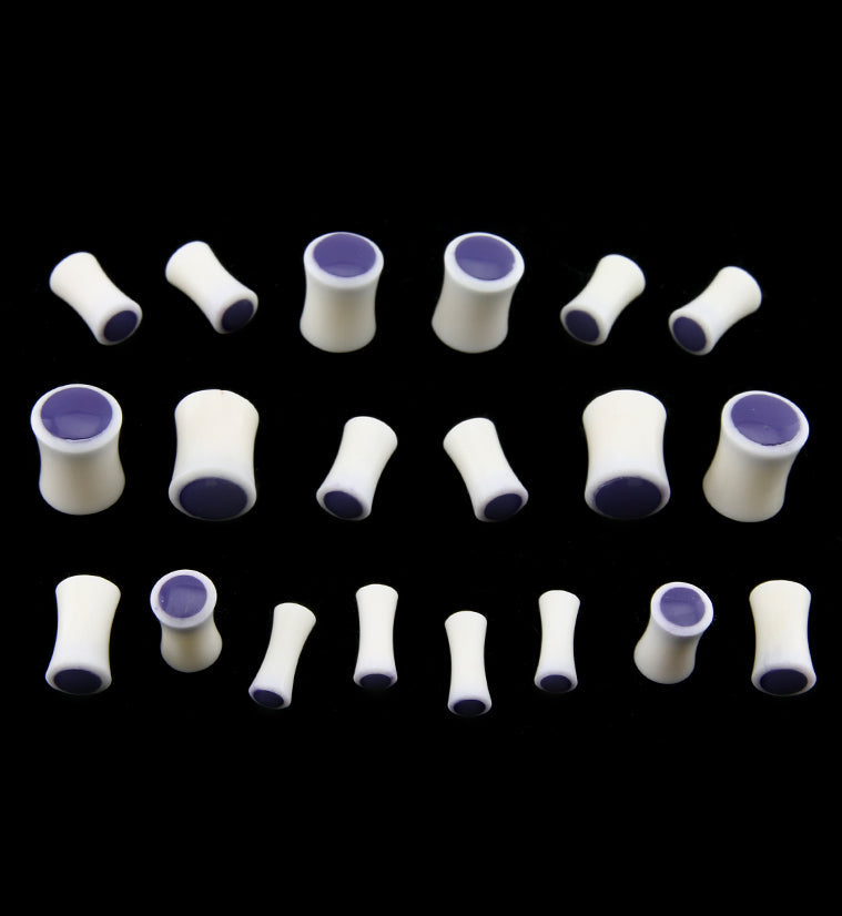 Bone Plugs with Purple Resin Inlay