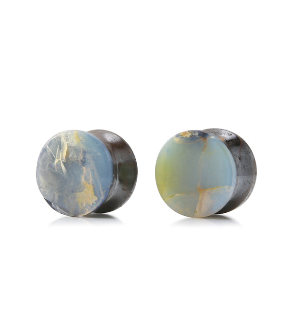 Boulder Opal Stone Plugs 1/2" (12.5mm) Version 8