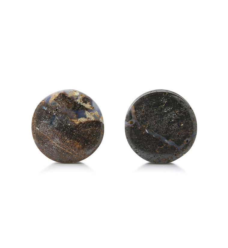 Boulder Opal Stone Plugs 1/2" (12mm) Version 2
