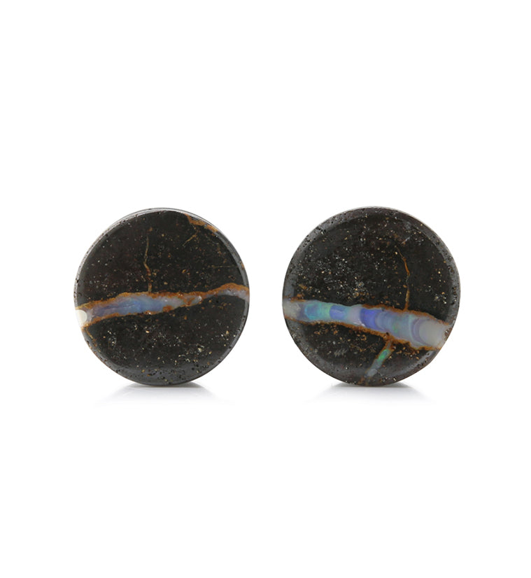 Boulder Opal Stone Plugs 1/2" (12mm) Version 4