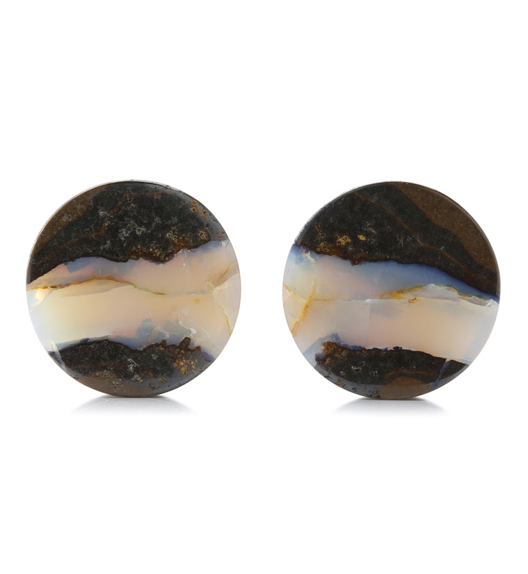 Boulder Opal Stone Plugs 13/16" (20mm) Version 1