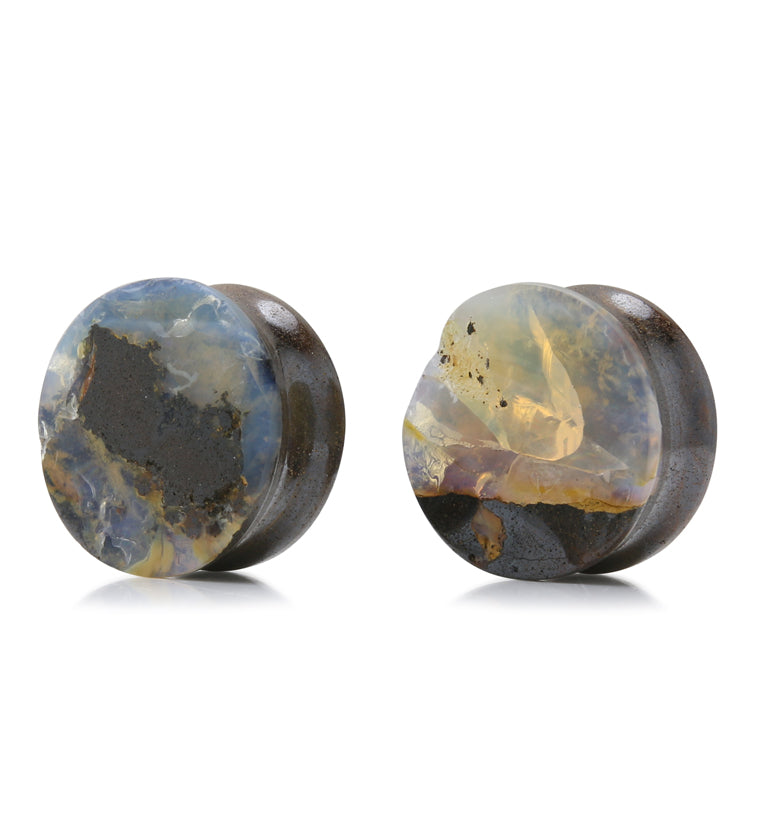 Boulder Opal Stone Plugs 13/16" (20mm) Version 2