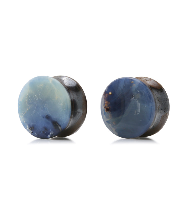Boulder Opal Stone Plugs 19/32" (15.5mm) Version 1