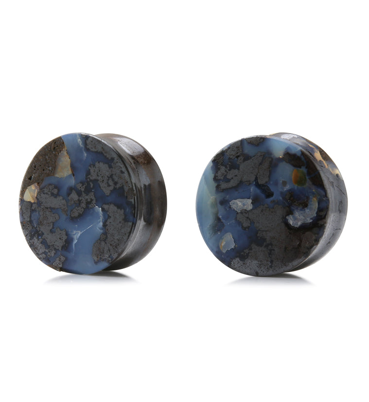 Boulder Opal Stone Plugs 3/4" (19.5mm) Version 3