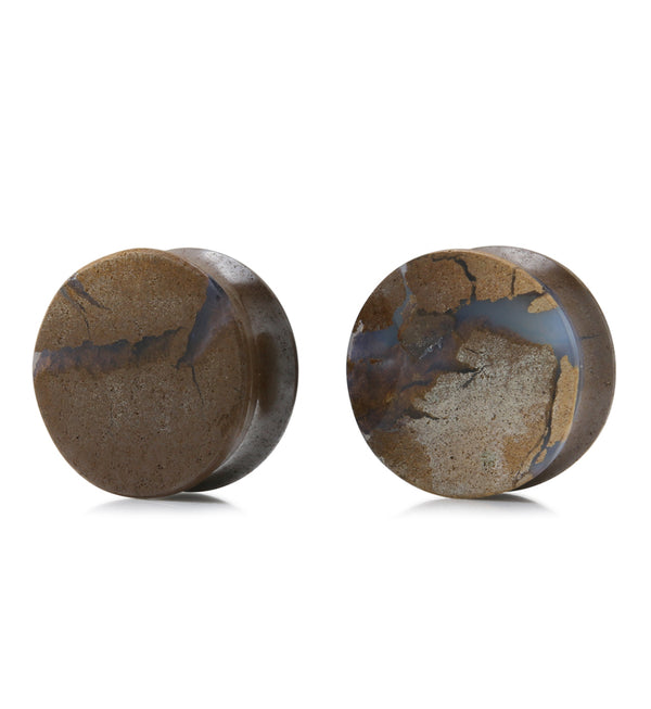 Boulder Opal Stone Plugs 3/4" (19.5mm) Version 4