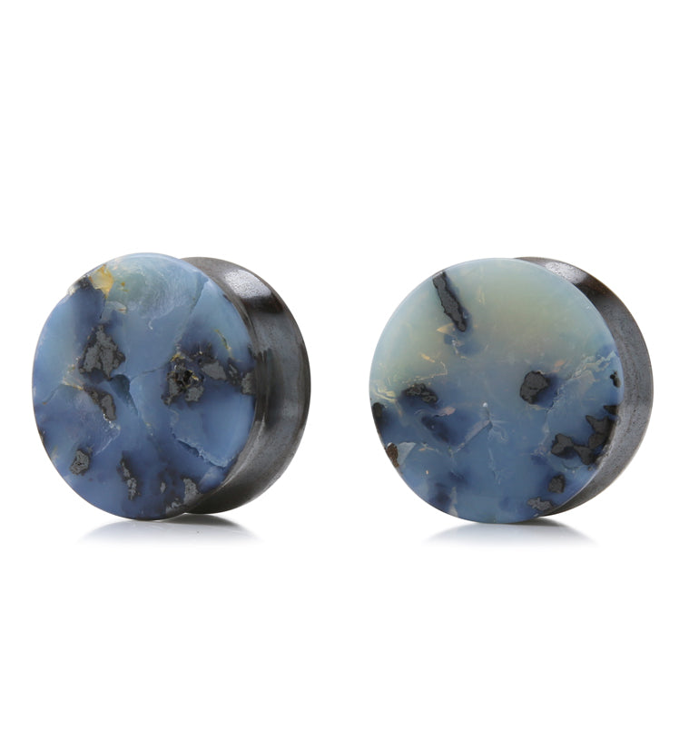 Boulder Opal Stone Plugs 3/4" (19mm) Version 1