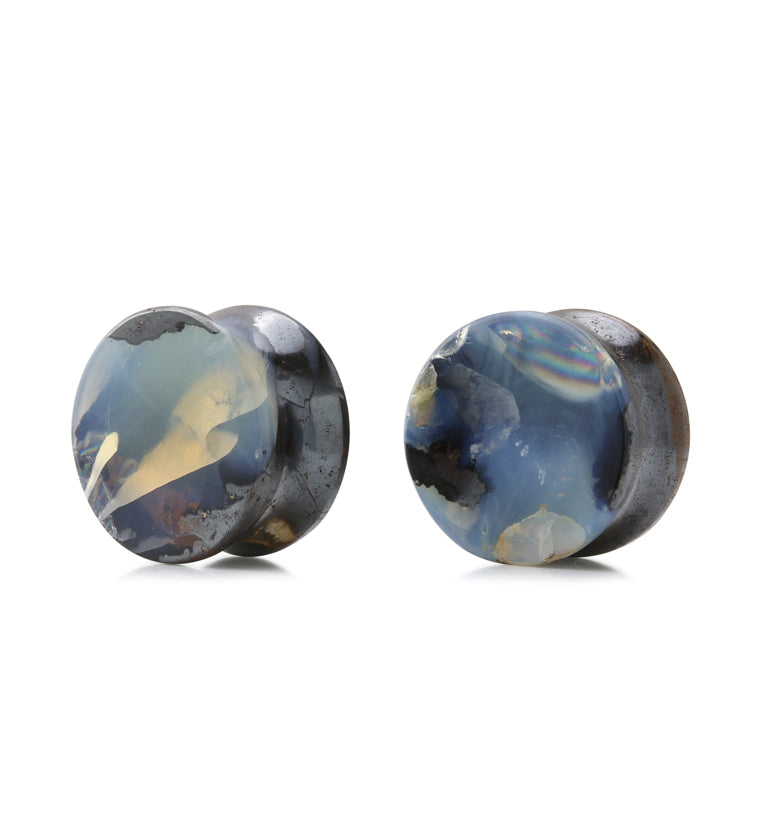 Boulder Opal Stone Plugs 5/8" (16mm) Version 1