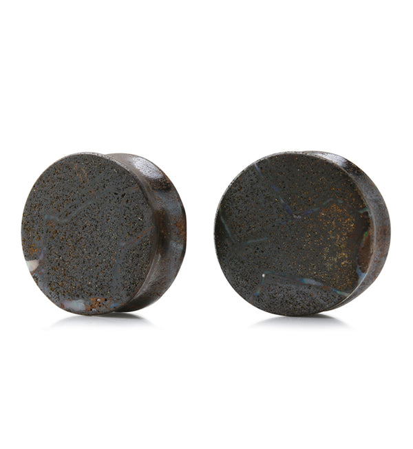 Boulder Opal Stone Plugs 7/8" (21.5mm) Version 4