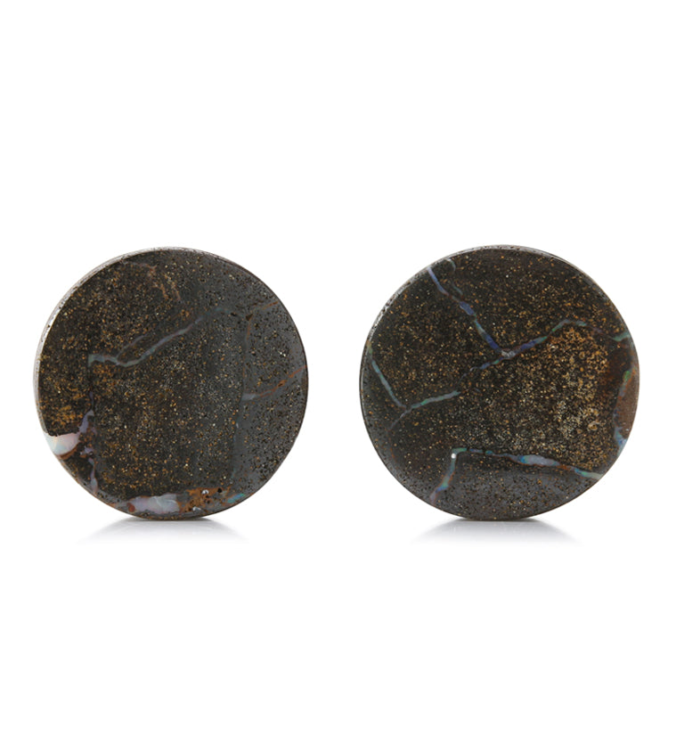 Boulder Opal Stone Plugs 7/8" (21.5mm) Version 4