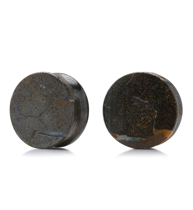 Boulder Opal Stone Plugs 7/8" (21mm) Version 3