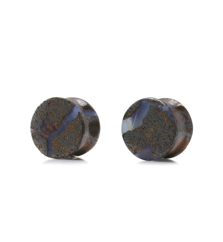 Boulder Opal Stone Plugs 9/16" (14mm) Version 1