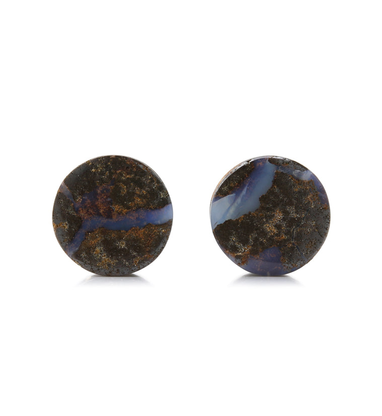 Boulder Opal Stone Plugs 9/16" (14mm) Version 1
