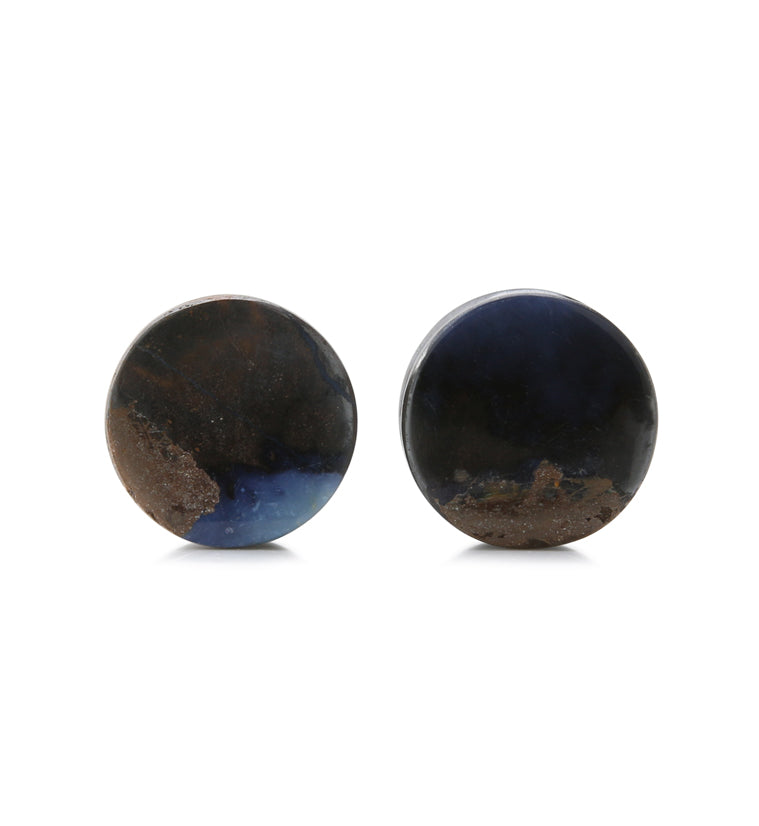 Boulder Opal Stone Plugs 9/16" (14mm) Version 2