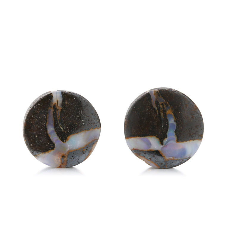 Boulder Opal Stone Plugs 9/16" (14mm) Version 3