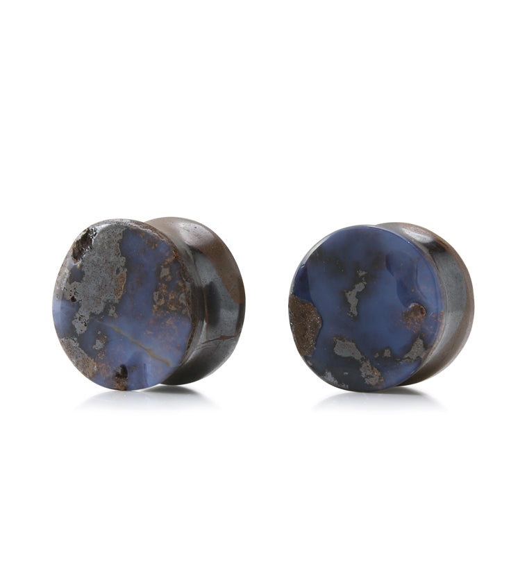 Boulder Opal Stone Plugs 9/16" (14mm) Version 5