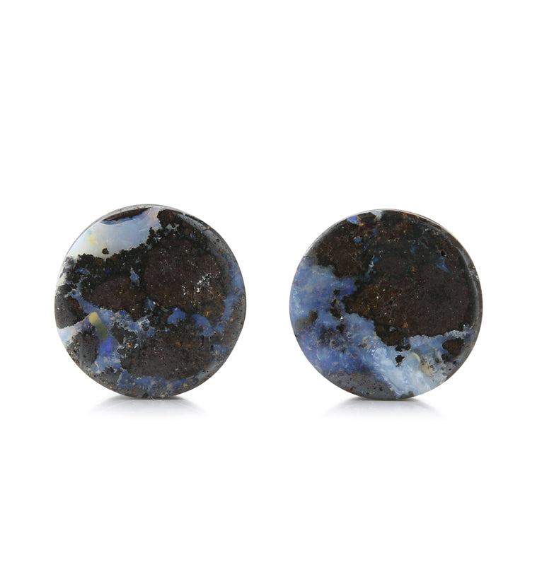 Boulder Opal Stone Plugs 9/16" (14mm) Version 6