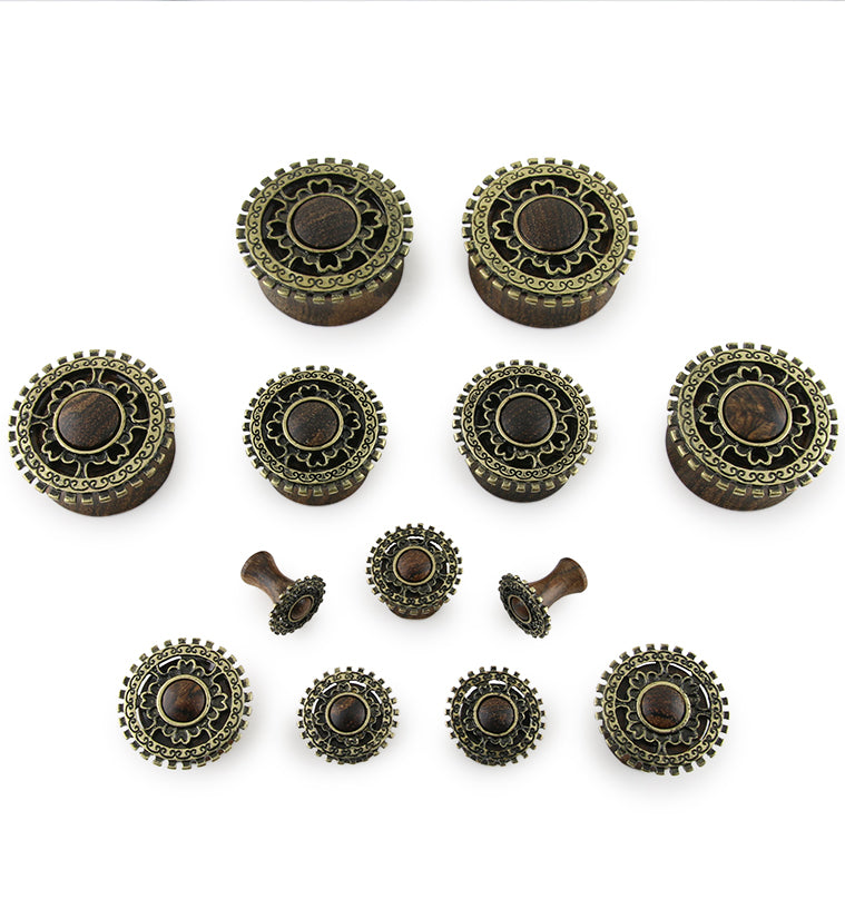 Brass Lineal Top Rose Wood Plugs