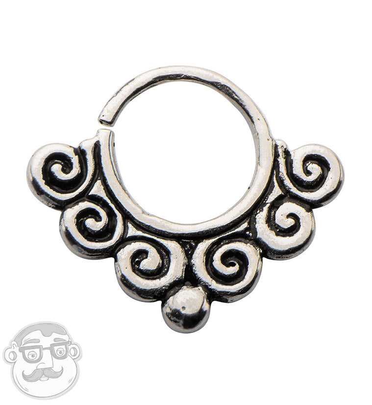 18G Spiral Wave White Brass Septum Ring