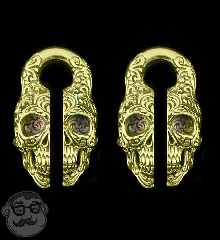 Brass Sugar Skull Ear Weights