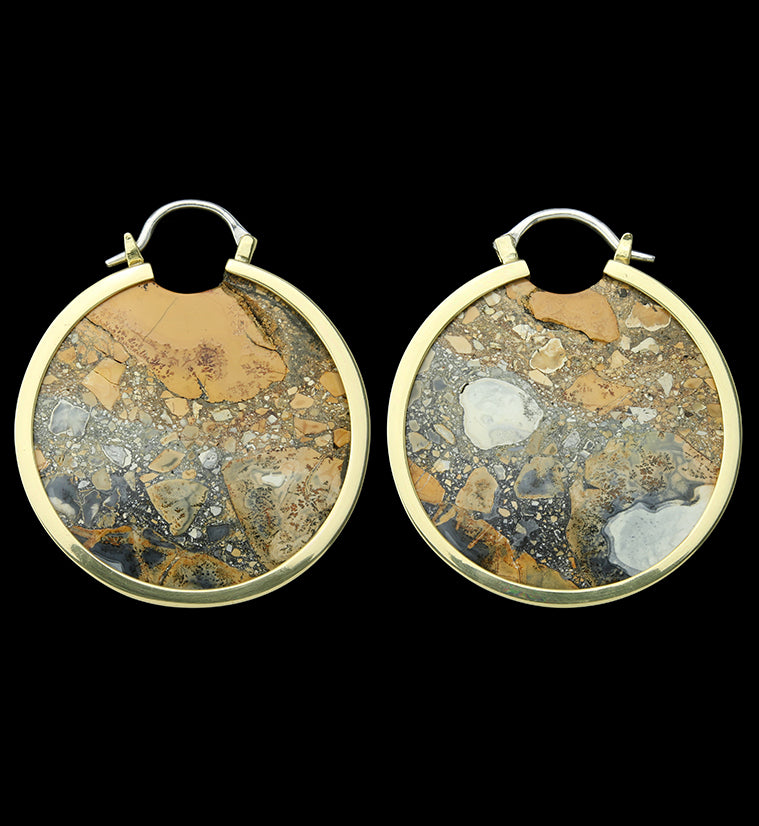 Brecciated Maligano Stone Brass Ear Weights
