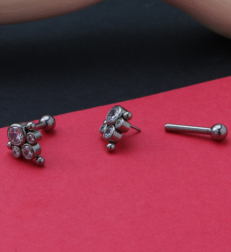 Bundle Clear CZ Titanium Threadless Cartilage Barbell