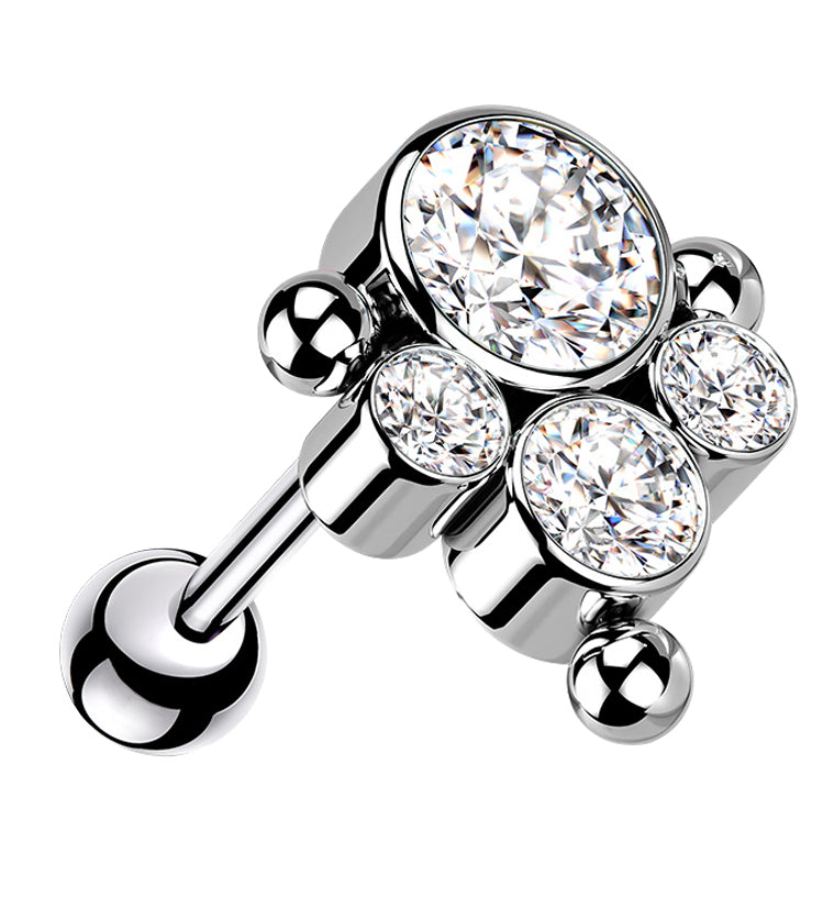 Bundle Clear CZ Titanium Threadless Cartilage Barbell