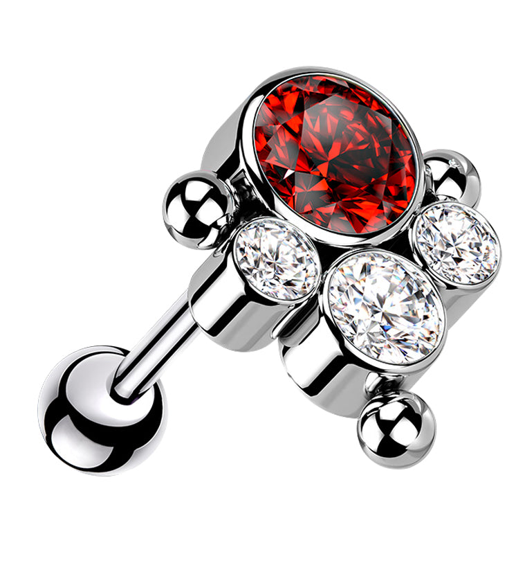 Bundle Red CZ Titanium Threadless Cartilage Barbell
