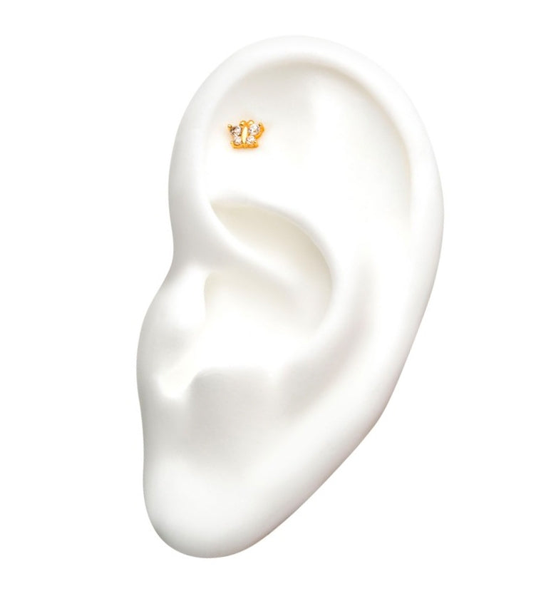 14kt Gold Butterfly Gem Threadless Top