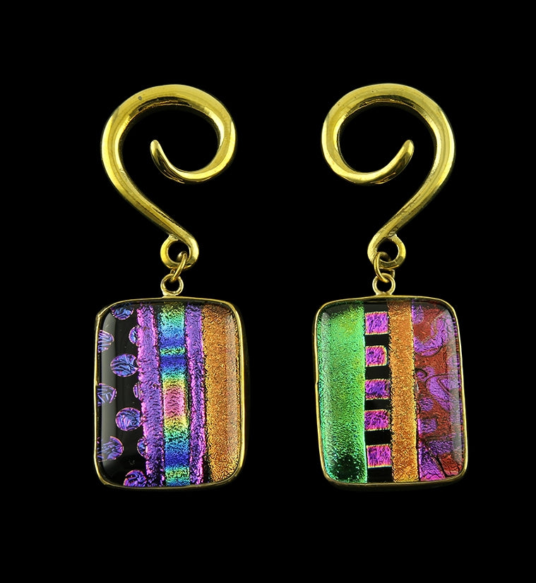 Santa Fe Dichroic Glass Brass Ear Weights Version 3