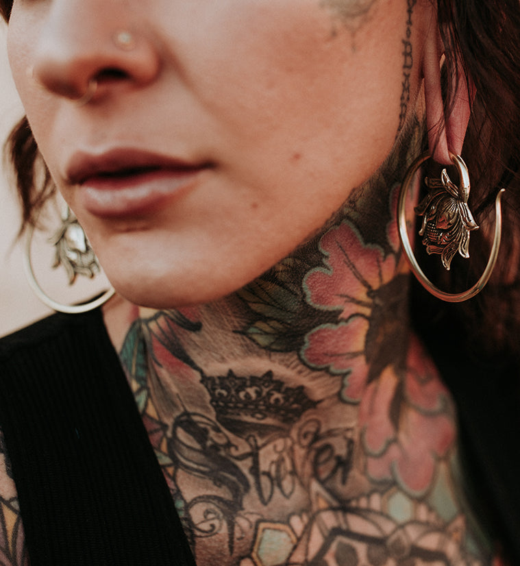 Resting Lotus White Brass Ear Weights