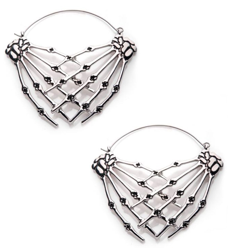 Calm Skeleton Hands Plug Hoops