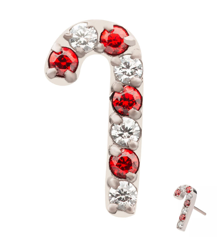 Candy Cane CZ Threadless Titanium Top