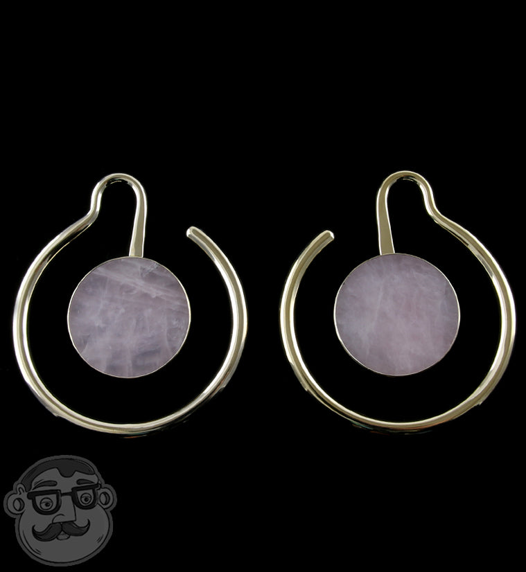 White Brass Capa Rose Quartz Ear Weights