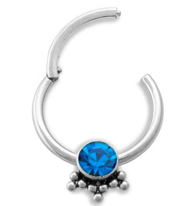 Cluster Bead Capri Blue CZ Titanium Segment Ring