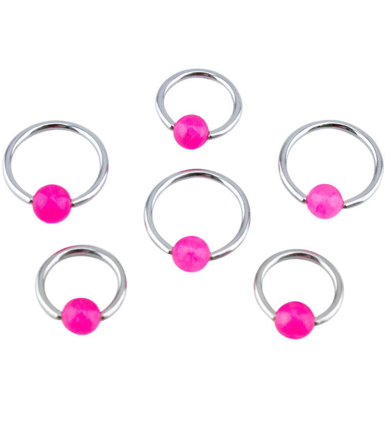 Rose Quartz Stainless Steel Captive Ring